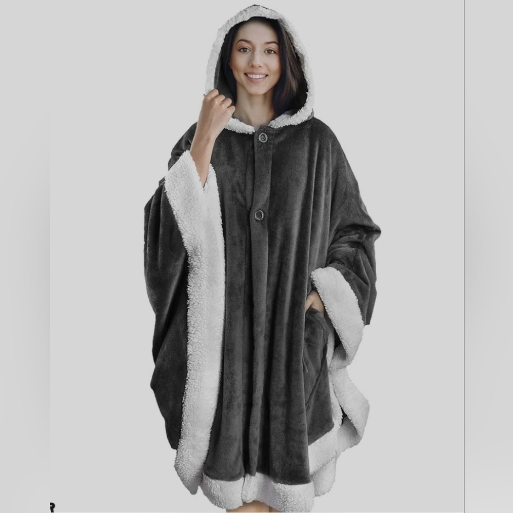 Angel wrap poncho wearable blanket with hood